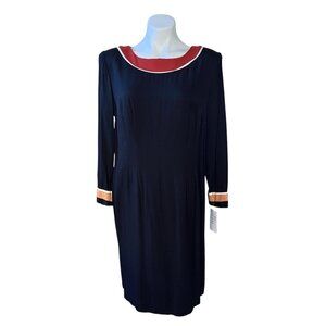 Vintage 90s does 70s Black Sheath Dress Volup Curvy Long Sleeve Anaheim Ducks XL